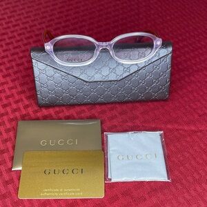 NWB NEW Gucci Transparent Pink Glasses with Case